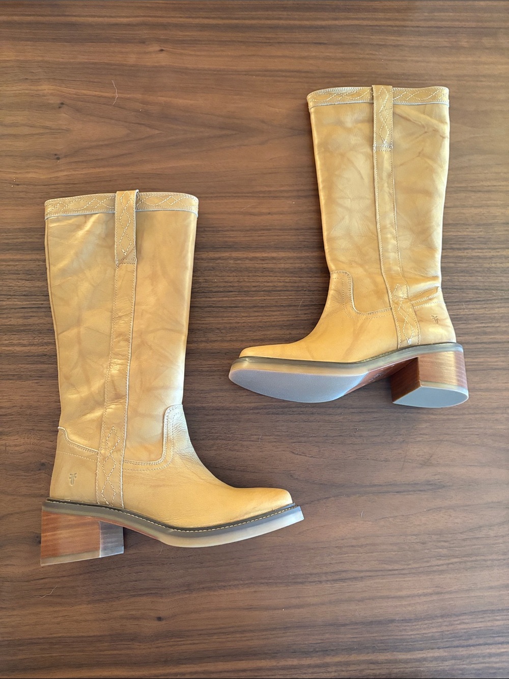 Frye Banana Kate Women's Tall Leather Riding Boots in Mustard